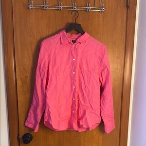 J.Crew Pink Linen Button-Up Shirt
